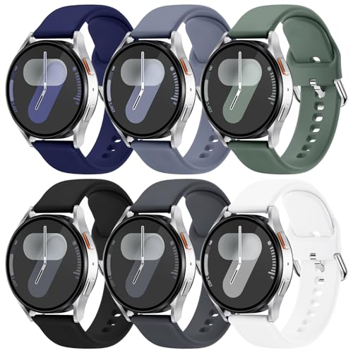 Acextro 6 Pack Bands Compatible with Galaxy Watch 7 6 5 4 Band 40mm 44mm丨Galaxy Watch 6 4 Classic Band 43mm 47mm 46mm 42mm 丨Watch 5 pro 45mm 丨Active 2, Soft Silicone Sport 20mm Watch Band Women Men