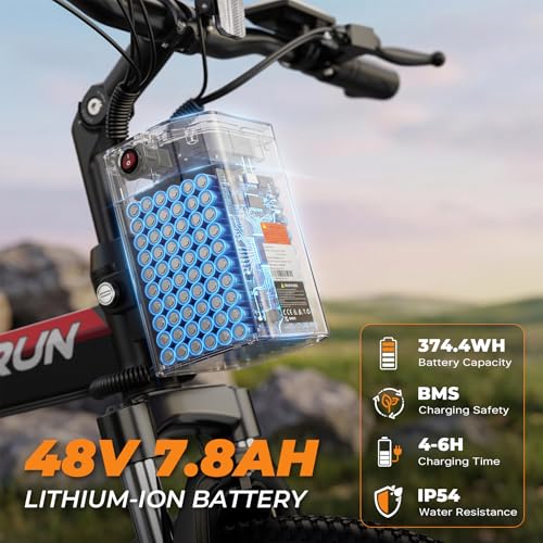 VARUN Folding Electric Bike for Adults - Peak 750W Motor 26" Ebikes, Foldable Electric Bike with 48V Longe Range Battery, Up to 20+MPH 50 Miles, 7-Speed Gears & Dual Hydraulic Suspension - Image 4