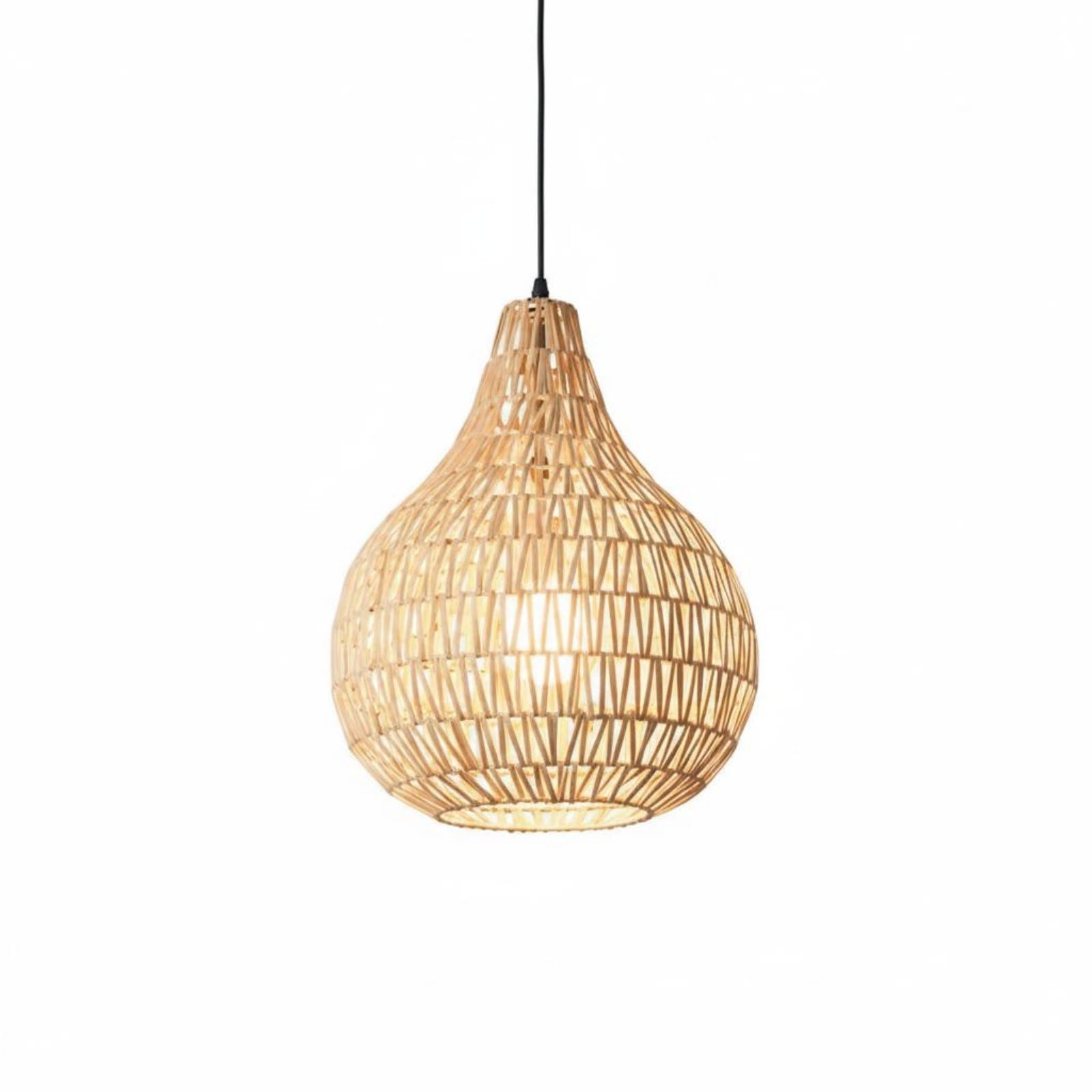 Retro Design Rattan Hanging Lampshade Pastoral Charm Woven Hanging Light Bohemian Design Natural Fiber Lamp Cover for Restaurant, Dining Room, Bedroom, 35-46cm, W | Home & Garden-image-11