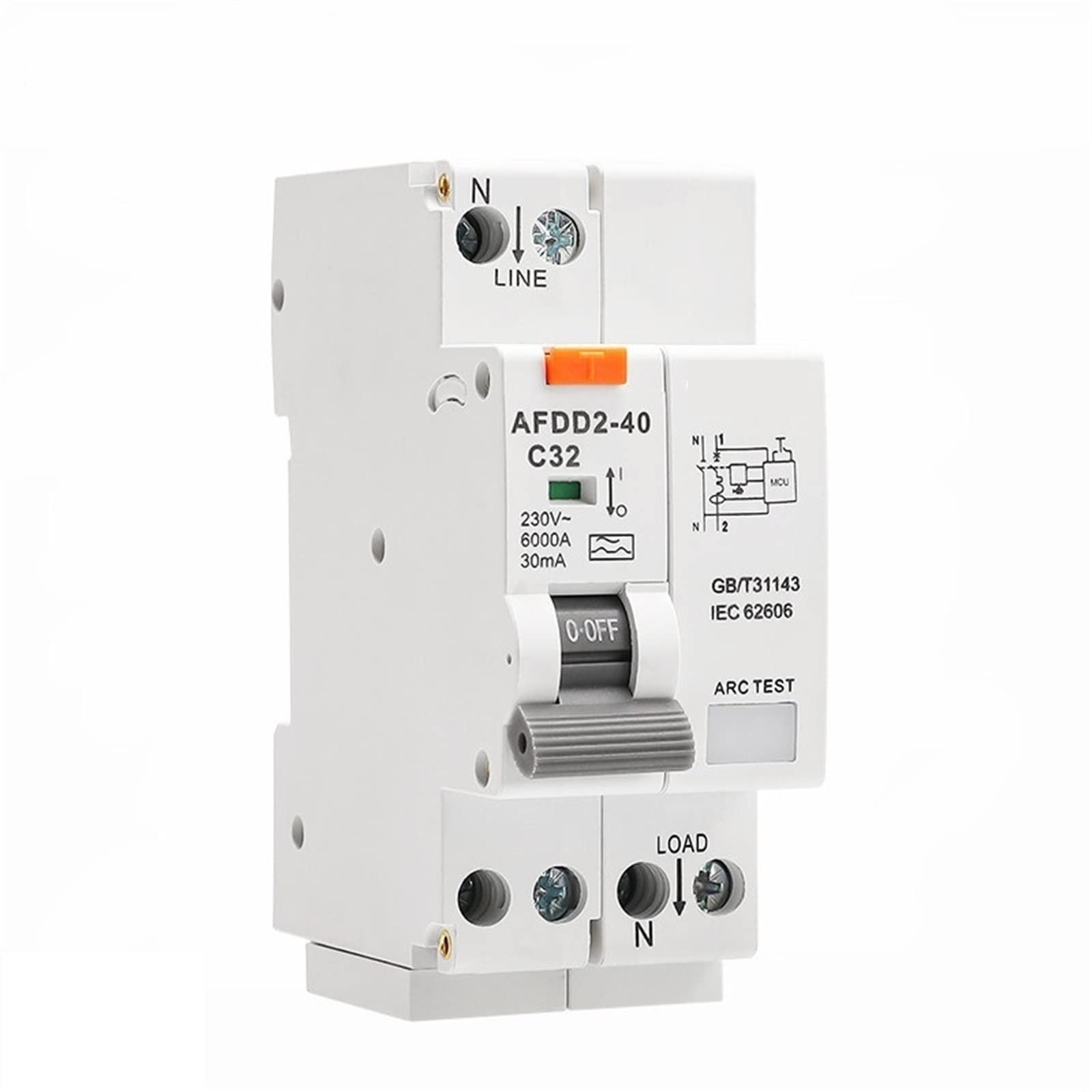 AVSBBYEPS AFDD2-40 AFCI Arc Fault Detection Device Monitoring AFDD+RCCB Type A 2P 40A 30mA 1Pcs(C Curve,16A 30mA)