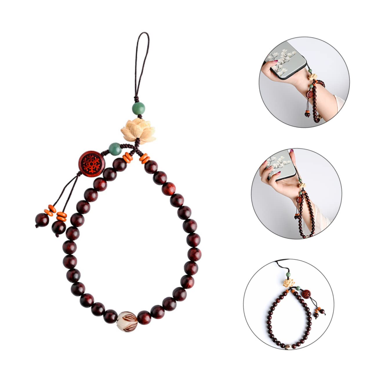 UKCOCO 2 Piezas Cadena De Teléfono Móvil Llavero Con Cuentas Llavero Retro Bolso Cuentas Mano Muñeca Cordón Cadena Seguridad Teléfono Cuerda Colgante Cuerda De Muñeca De
