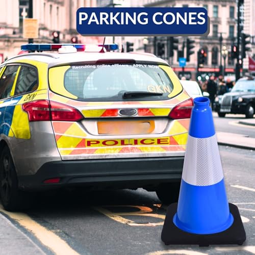 Image of BESEA 6 Pack 18 Inch Blue Traffic Cones with Wide Stable Base