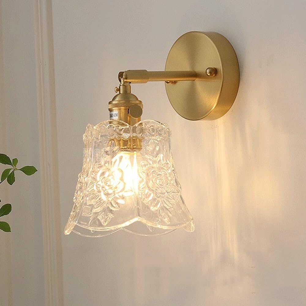 HUAYUSEDF Wall Sconce Light Fixture - Industrial Antique Design with Amber Glass for Bathroom, Bedroom, Living Room, and Hallway(Clear)