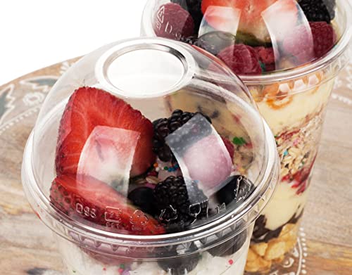 Image of Golden Apple Cup series, 24oz Clear Plastic cups with Dome lids no hole 50sets, BPA Free