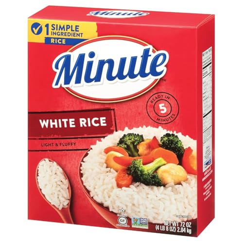 Image of Minute Instant White Rice, 72-Ounce Box, Light and Fluffy, for Quick Dinner Meals (Pack of 4)