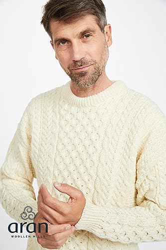 Mens Irish Wool Sweater, 100% Real Irish Wool Jumper, Traditional Aran Knit Pattern2