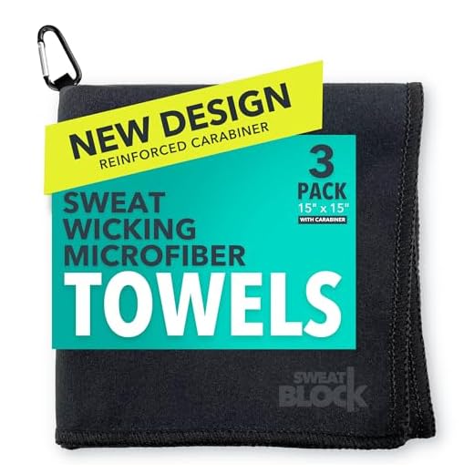 SweatBlock Microfiber Sweat Absorbing Handkerchief - Sport, Gym, Daily Use - for Hands, Face, Body - Machine Washable, Reusable - Men & Women - 15x15 (3 Pack, Black)