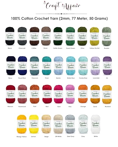 Image of Craft Affair | 8ply Cotton Crochet Yarn (Each Color 2mm, 77Meter, 50Gram) for Knitting Yarn | 100% Pure Cotton for Embroidery, Craft & DIY Project: Grey, White, Steel Grey