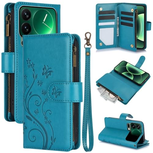 Étui Redmi Note 14 Pro 5G bleu résout le manque de place avec son zip