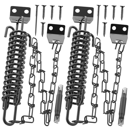 Screen Door Chain for Door Spring - 2 Pack Storm Door Chain Spring for Wind Safety Storm Door Closer Stop Front Screen Door Security Prevent Opening Damage Heavy Duty Hardware Door Stopper Chain