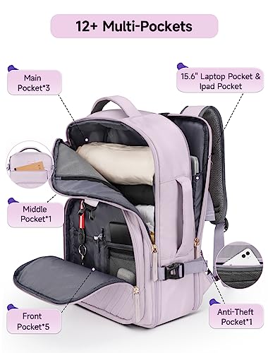 Carry On Backpack For Women, Travel Backpack For Women Airline Approved, Flight Luggage Backpack With Toiletry Bag, College Backpack Fits 15.6 Inch Laptop, Waterproof Casual Daypack Weekender, Purple #TOP3