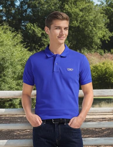 Image of U.S. POLO ASSN. Men's Cotton Regular Fit Polo Shirt (Ustshs2218 Me. Blue)