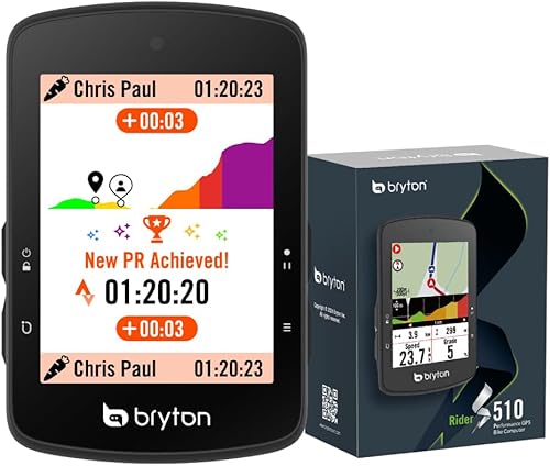 Bryton Rider S510 - Pantalla táctil LCD a color de 2.8 pulgadas con GPS para bicicletaciclismo, mapa fuera de línea, compatible con radar de