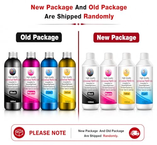 Image of CANOFF Compatible Refill for 001, 003, 008, 005, T664 (UV) Multicolor Ink (and Other Models that Support Epsson Ink Tank Systems) (1000ml) (Epsson Printer Refill Ink, CMYK)