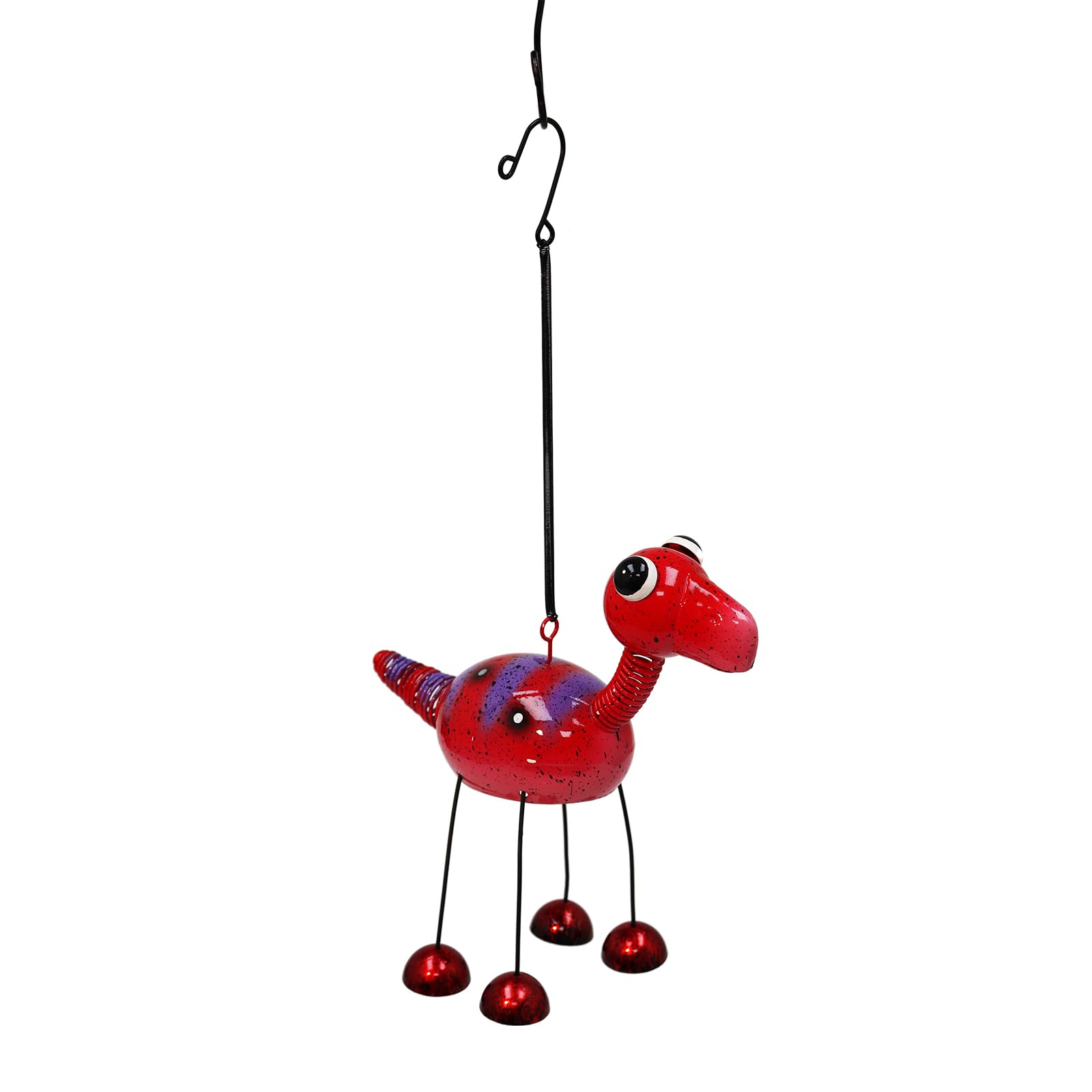 Primus Home & Garden Red Primus Bobbin Dino Bell Wind Chime, Metal, Brontosaurus