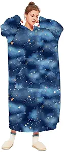THREE POODLE Wearable Blanket Hoodie, Oversized Sherpa Sweatshirt Blanket for Adults Women Men, Warm Cozy Hooded Blankets, Gifts for Mom Girlfriend