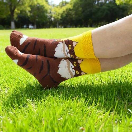 BLBJYPZX Cat Socks for Women Girls， Fun Novelty Cute Funky Cool Crazy Cute Silly Crew calf Cotton Socks, Womens Gift - Image 2