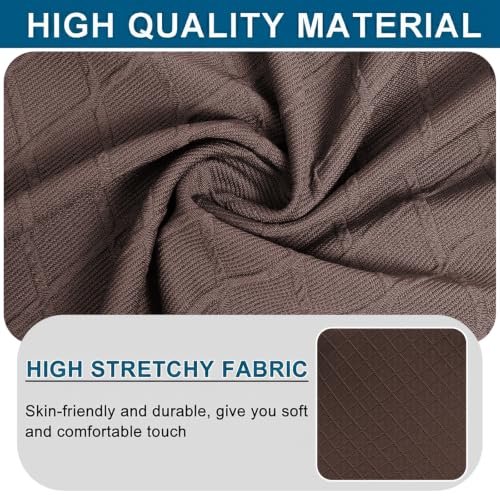 Image of WOMACO Bar Stool Cover with Back Jacquard Fabric Dining Room Square Swivel Barstool Chair Seat Cushion Slipcover for Counter Height Mid Low Back Chair Protector (Coffee, 2PCS)