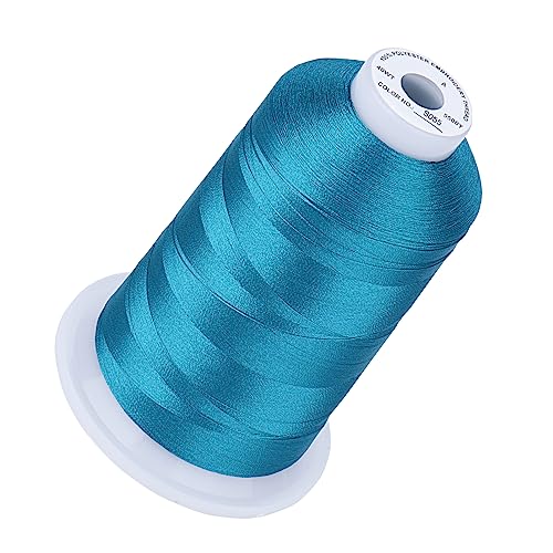 Image of Simthread 5000M 40WT Polyester Embroidery Thread, Blue Satin S055 | 5000M 40WT polyester thread feeds smoothly for machine embroidery, monograms, logos, patches and quilting.