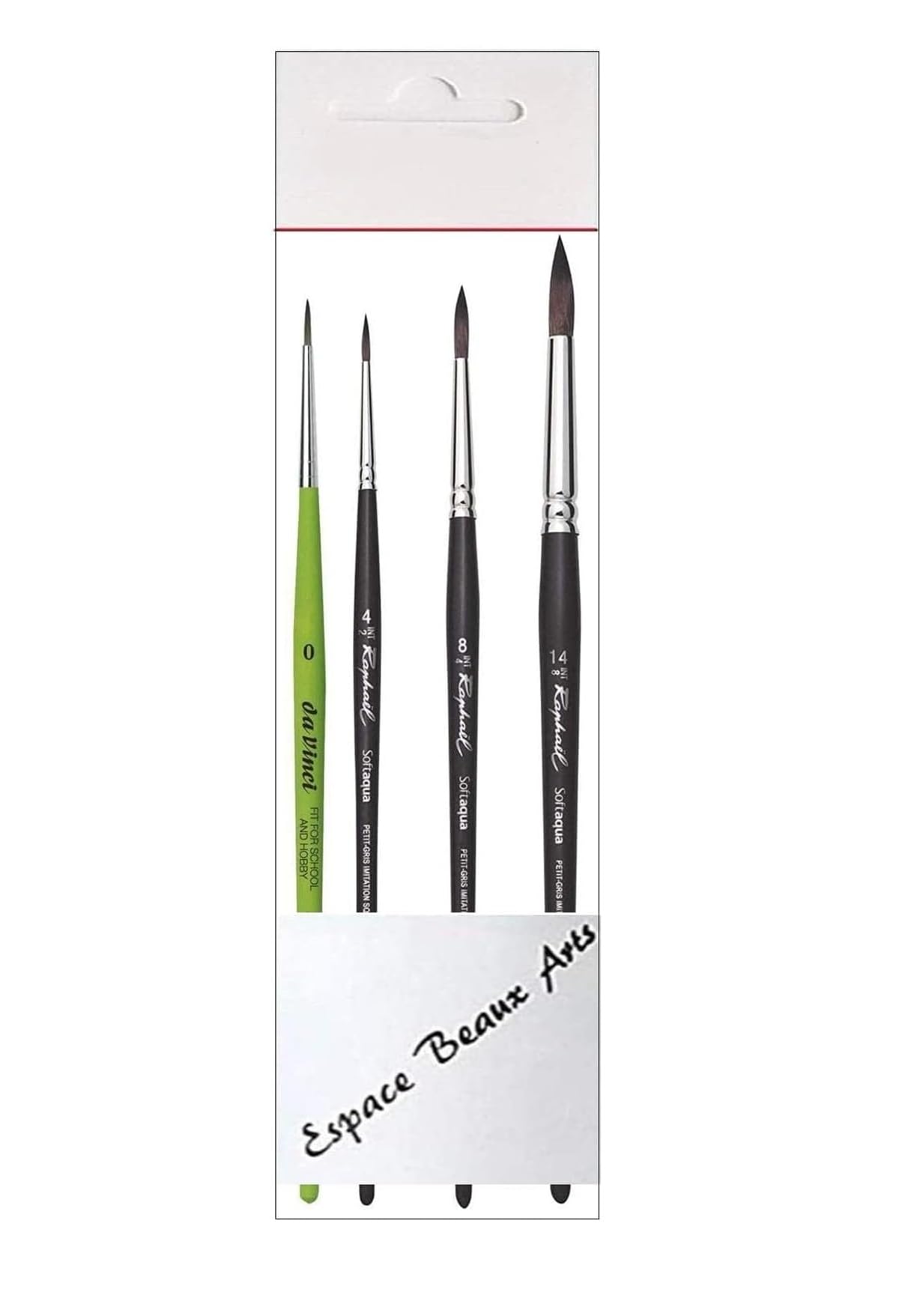 Pinceau Raphael SOFTAQUA.SÉRIE 845 Vegans. N°4 .8. 14 Set 3PCS (Raphael France) + 1 Pinceau