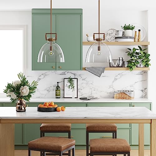 Nathan James 12203 Leigh Pendant Lighting, Hanging Ceiling Light With Oversized Glass Shade And Adjustable Cord, For Kitchen Island Or Entryway thumb #1