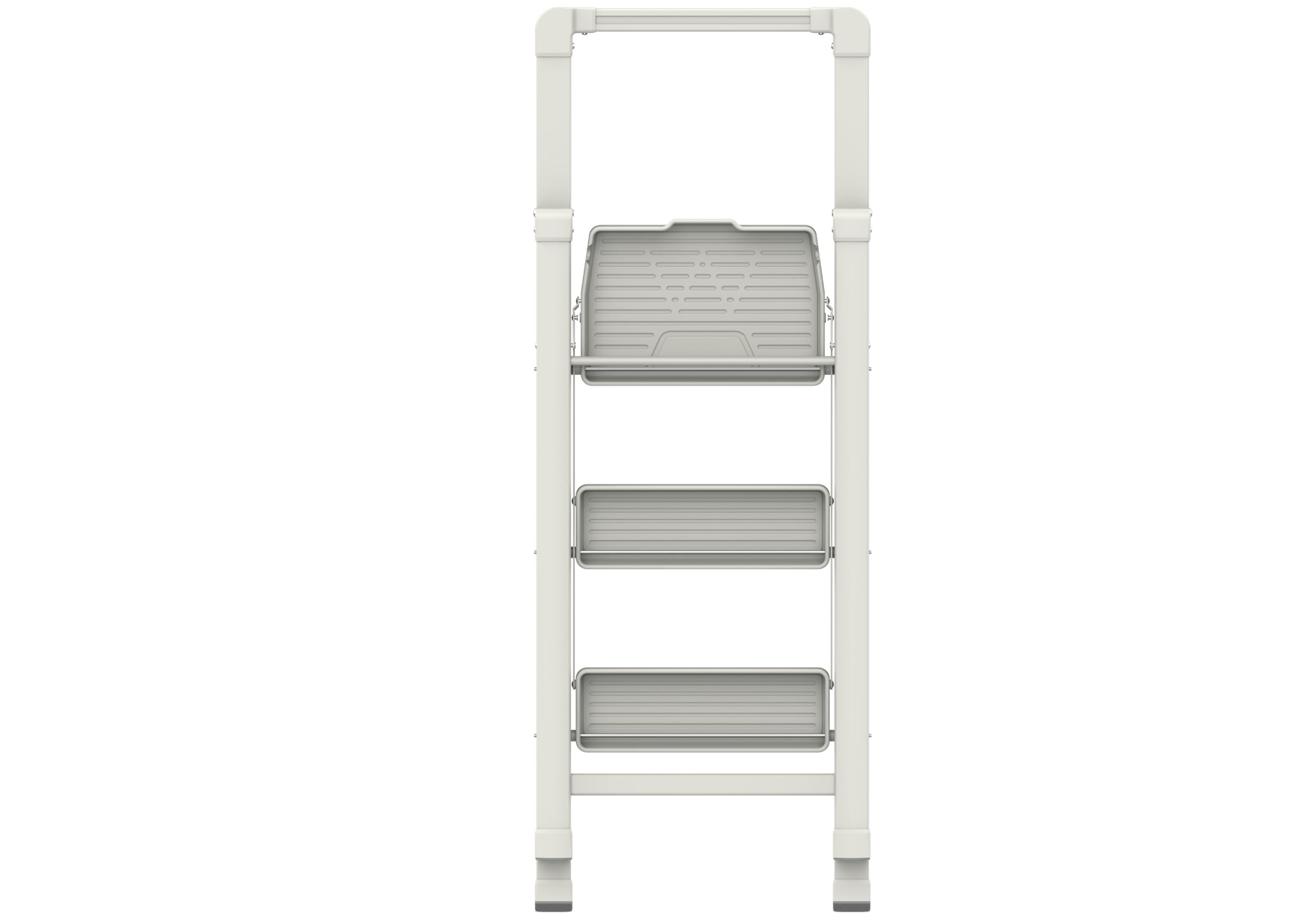 DRABEST - Haushaltsleiter 3-stufig mit Sicherheitsbügel, Klapptritt mit Plattform, Klapphocker, Trittleiter aus Stahl, mit rutschfesten Füßen, Belastbarkeit 150 kg, Slim, 5 cm tief zusammengeklappt