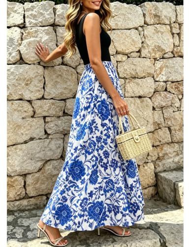 Image of Bluetime Women's Summer Boho Sleeveless Floral Print Tank Long Maxi Dress (S-3XL)