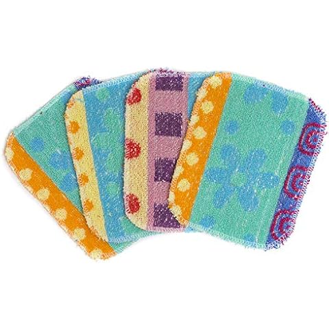 Reusable Dish Scrubber Sponge Set - Non-Scratch Scouring Pads & Scrubbing Cloths Made of Natural Organic Cotton Fibers with Food-Grade Hardener Coating for Kitchen, Bathroom and Household Cleaning (8) Cover