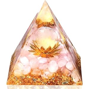 GUJOXILA 2.4″ Rose Quartz Crystal Orgonite Healing Crystals Gemstones Tower Spiritual Crystal Gifts for Women Lotus Flower Reiki Nature Meditation Protection Energy Cool Witchy Pink Gift
