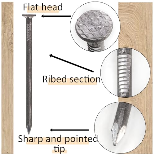 Set de 300 clavos de cabeza plana AERZETIX Ø3.1x60mm, diámetro de cabeza 7mm, acero, color plata para carpintería y revestimiento miniatura 5