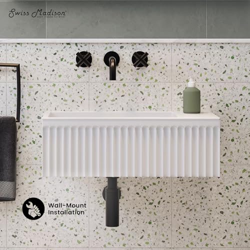 Image of Delice 24 inch Rectangle Wall-Mount Bathroom Sink in Matte White