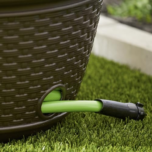 Suncast 2 Pack Decorative Wicker Garden Hose Holder Pot with 4 Drain Holes for 100 Foot Hoses, Java - image 6