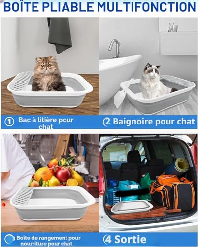 Bac à litière chat âgé avec entrée basse anti-projections