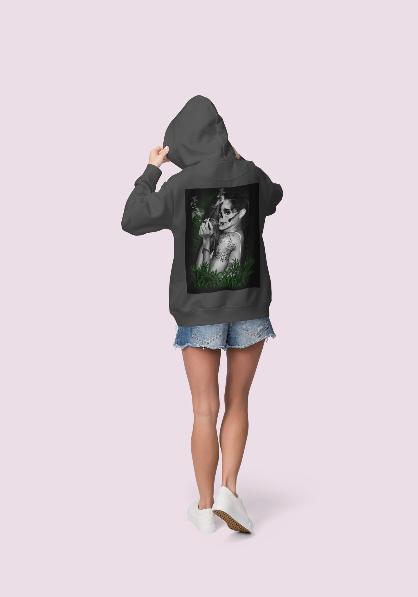 knut Fashion & Streetwear Przytulna bluza z kapturem damska motyw tatuażu czaszka design trupia czaszka damska bluza z kapturem strój tatuowany sweter clothes rozmiary XS-XXXL