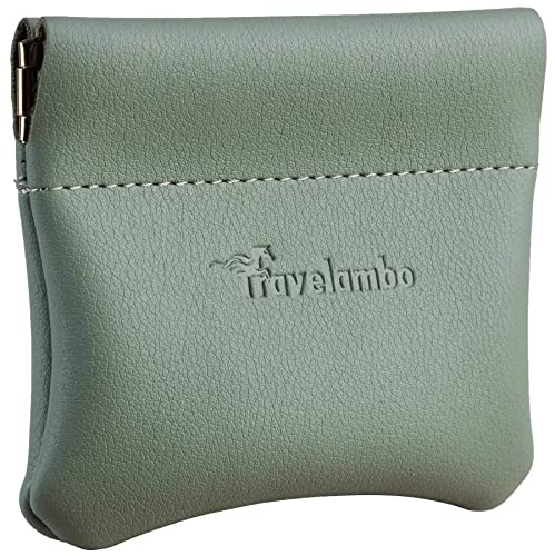 Image of Travelambo Leather Squeeze Coin Purse Pouch Change Holder for Men & Women