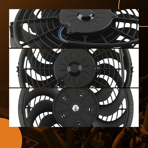 Image of maXpeedingrods 2X 12 inch Universal Slim Fan Push Pull Electric Radiator Cooling 12V Mount Kit