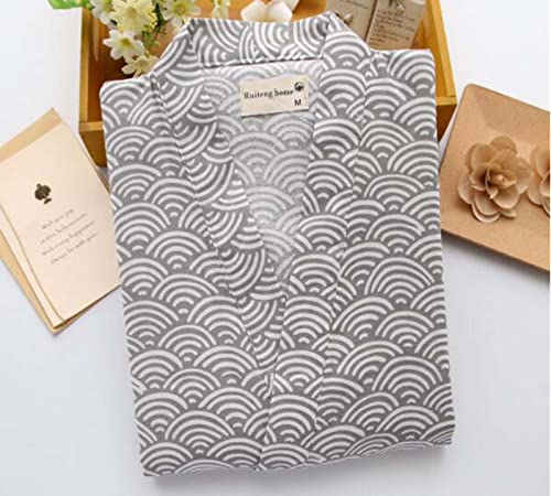 ZEALMAX Men's Kimono Japanese Jinbei Shirt and Pant Cotton Linen Loungewear Lounge Set Spa Bathrobe, Style 1 Multicolor2