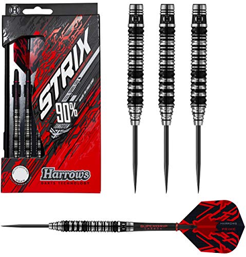 Harrows Strix 90% Tungsten Steel Tip Darts - Straight Parallel Shaped Barrel (24)