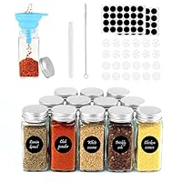 MXTIMWAN Gewürzgläser 12er Set, 120ml Gewürzgläser mit Streueinsatz,Spice Jars Gewurzglaeser Eckig, Gewürzdosen Glas mit Silikon Trichter,Runden Leeren Aufklebern,Sieben,Reinigungsbürste, Stift