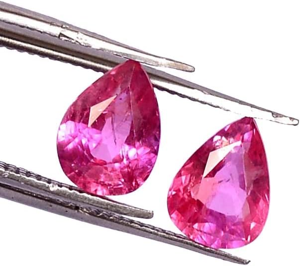 Miniatura 4 de Par de 2,72 CTS de corte de pera de rubí natural certificado de 0.315 x 0.236in, gemas sueltas calibradas de la mejor calidad, 8x6, Gema, rubí