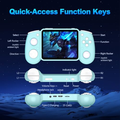 RG43H Pro Retro Handheld Game Console,Dual Game System with Powerful RK3562 Chip,4.3 Inch IPS Screen Retro Gaming Console,30+Emulators,Vibration Motor,HDMI TV Output,4000mAh Battery-64GB Light Blue by xiskt - Used condition - Image 6