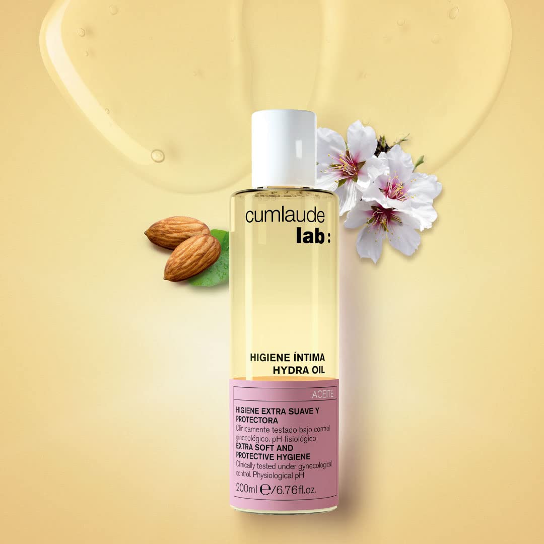 Cumlaude Lab - Hydra Oil Hygiène Intime, Huile Nettoyante Intime Hydratante, Soulage les Démangeaisons et les Irritations, Action Émolliente, avec Huile d’Amande Douce et Vitamines B et E – 200 ml