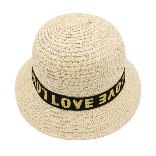 Image of VRITRAZ Kids Straw Hat for Baby Boys & Girls | Printed Summer Sun Hat, Woven Wide Brim Beach Cap, Lightweight Breathable Holiday Travel Picnic Outdoor Fancy Dress Fashion Hat for Children & Toddler