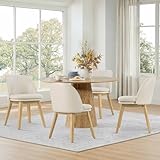 KISLOT Wooden Dining Chairs Set of 4, Faux Leather Upholstered Modern Dining Room Chairs with Double-Layer Thick Seat Cushion & Ergonomic Backrest for Restaurant, Kitchen and Café, Beige, 2 Boxs