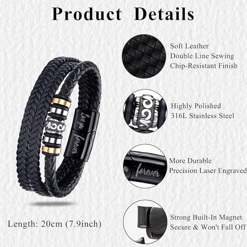 Pulsera para hombre de cuero BMMYE regalo de graduación miniatura 6