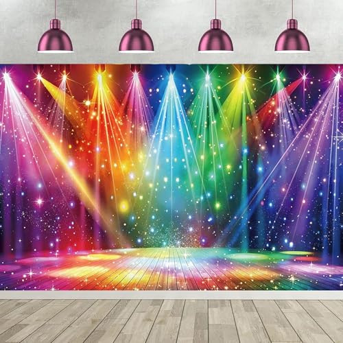 Toile de fond photo de arc-en-ciel disco 3x2.5m pour décoration de fête et studio