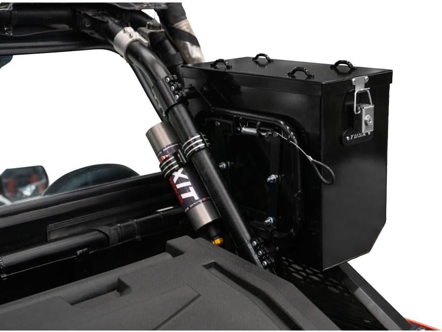 TUSK UTV Quick Release Cargo System - Cage Mounted Medium Box Left & Right Pair Black for Polaris RZR XP Turbo Dynamix Edition 2018-2019