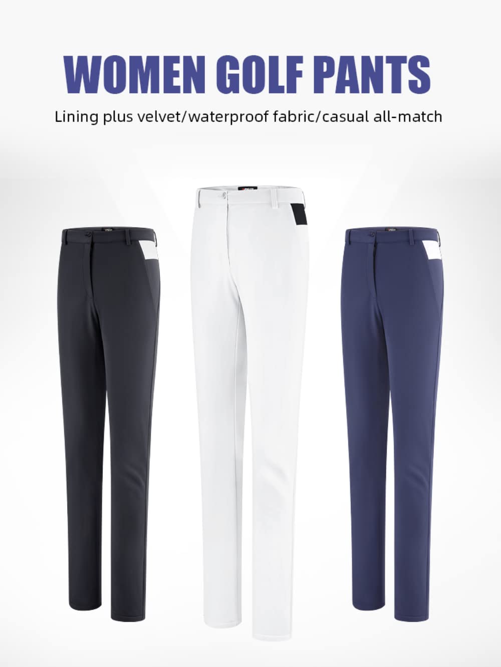 Pantalones de golf para mujer Otoño Invierno Forro Plus Terciopelo Pantalones cálidos Pantalones de golf impermeables Ropa deportiva