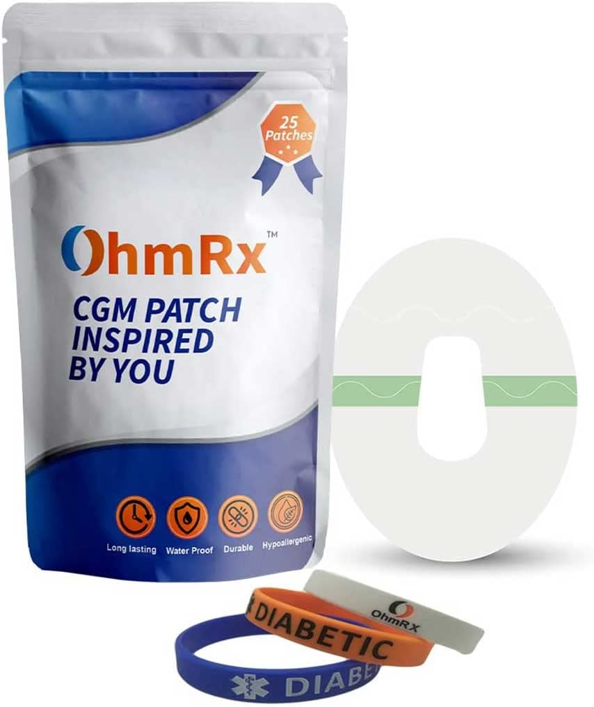 OhmRx Dexcom G6 Adhesive Patches Waterproof FSA/HSA Eligible - Pre Cut Pack of 25 Clear Color Dexcom G6 Sensors Patches Lasts 10-14 Days Dexcom G6 Sensor Covers