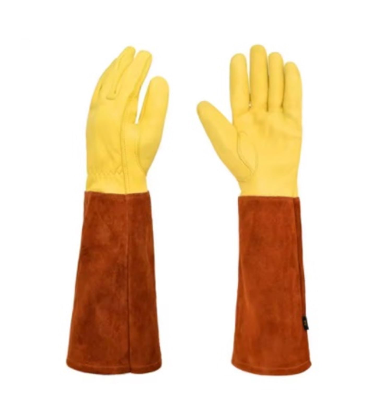 Guanti da giardino lunghi for potatura protettivi in ​​ecopelle antigraffio Protezione for le mani for di arbusti for raccolta frutta Per il giardinaggio(Light Brown,M 41cm)